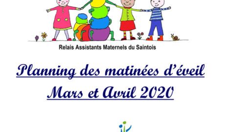 Relais Assistants Maternels du Saintois – Le planning des matinées d’éveil pour les mois de mars & avril 2020