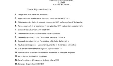 24/09/2025 – Conseil municipal