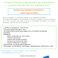 De mars à avril 2026 : 6 jeudis après-midi, de 14h à 17h : Cycle gratuit d’ateliers à destination des aidants, au cours du 1er trimestre 2026.