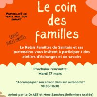 17 Mars 2026 – Atelier échange et de partage : comment accompagner son enfant vers l’autonomie à chaque étape de son développement.