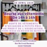 25 AVRIL 26 – BOURSE AUX VÊTEMENTS A L’EHPAD SAINT CHARLES