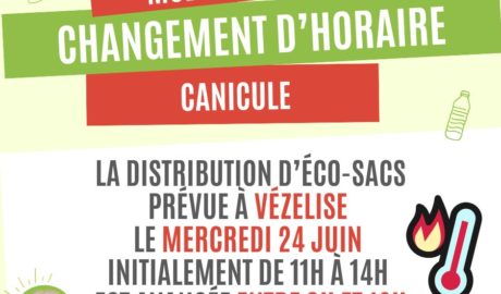 24 JUIN 26 – /!\ CHANGEMENT HORAIRE DISTRIBUTION ECO-SACS /!\